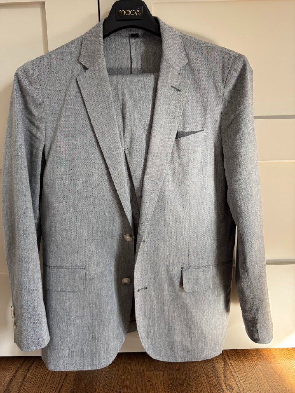 J Crew Somelos Stretch Suit - Light Gray - Cotton Blend - 38S 32W - Tailored